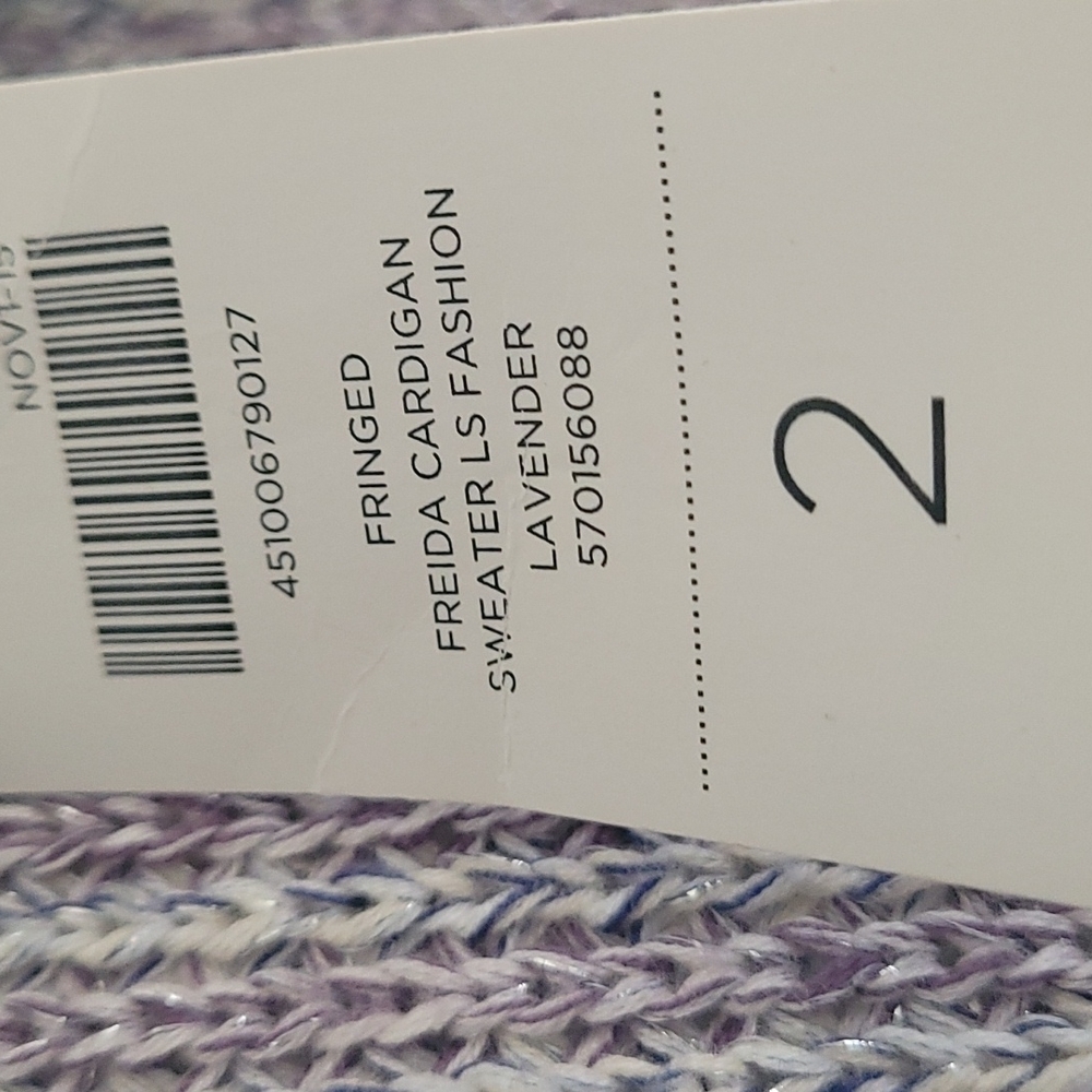 Lavender fringe cardigan with silver entwined - Picture 4 of 7